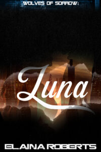 Sneak peak at the cover for Luna. A futuristic city in the colors of the desert peeks through a tear. The faint outline of a couple is partially visible.